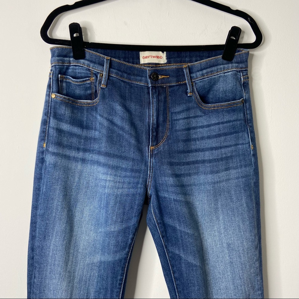 DRIFTWOOD Blue Cropped Jeans with Black and White Trim - Picture 3 of 7